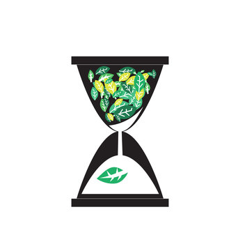 silhouette eco green sand clock vector illustration