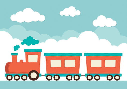 Toy train, illustration, vector on white background - stock vector 2977747  | Crushpixel