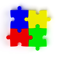 3d plastic puzzle on white