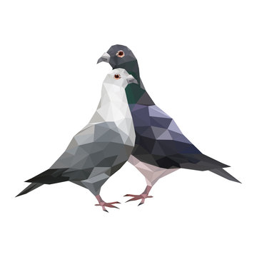 Illustration of abstract origami pigeons