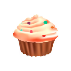 Illustration of realistic cupcake isolated on white background