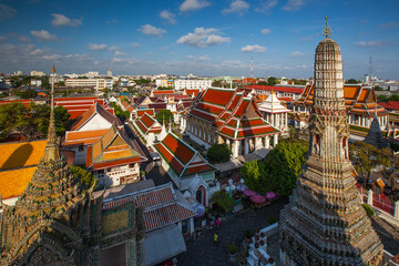 Fototapeta premium Aerial view of Temple of the Dawn (Wat Arun)