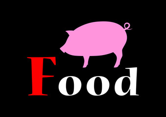 Pig icon on black background