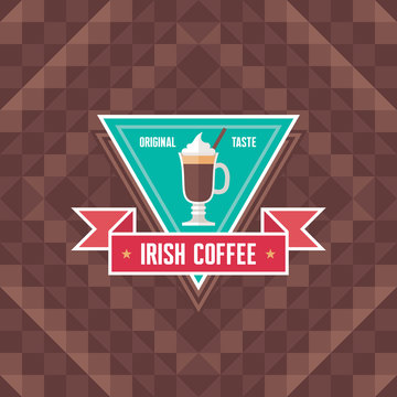 Irish Coffee - Original Vector Badge and Background