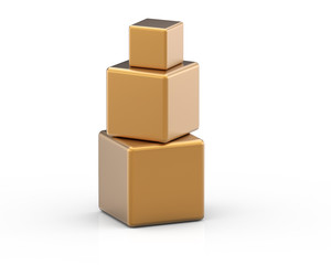 Stack of white cubes on white background. 3D render.
