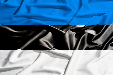 Estonia flag on a silk drape waving