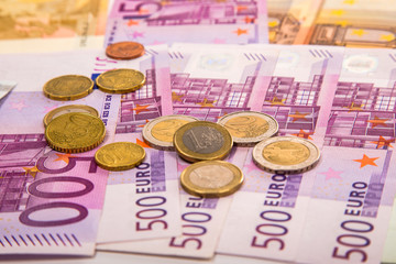 Money euro coins and banknotes