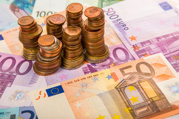 Money euro coins and banknotes