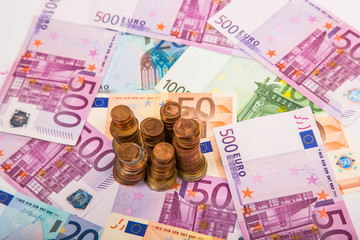 Money euro coins and banknotes