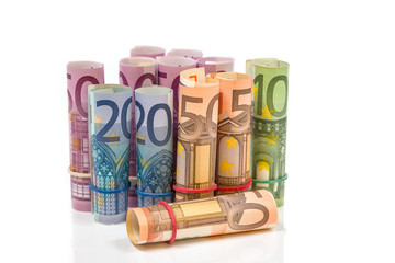 Rolled up Euro bills