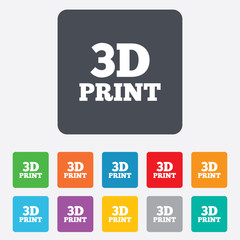 3D Print sign icon. 3d Printing symbol.