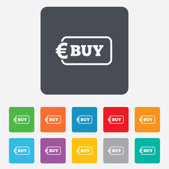 Buy sign icon. Online buying Euro button.