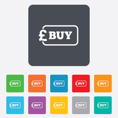 Buy sign icon. Online buying Pound button.