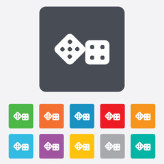 Dices sign icon. Casino game symbol.