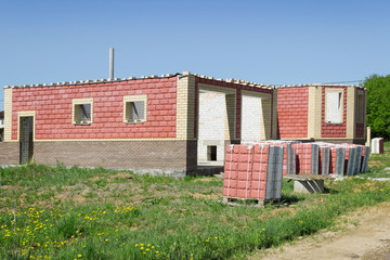 Walls of the new house of red bricks