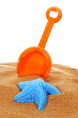 Fototapeta na wymiar toy shovel and sand mould