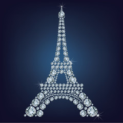 Eiffel tower - Paris made up a lot of diamonds - 65523246