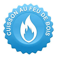 cuisson au feu de bois sur bouton web denté bleu