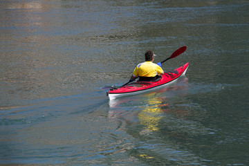 Kayaking on the river Cetina near town Omis, Croatia