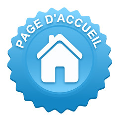page d'accueil sur bouton web denté bleu
