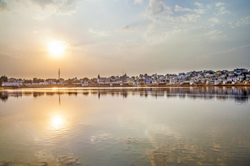 lake view to the ghats of Pushkar