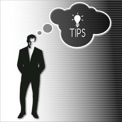 businessman thinks on tip