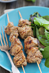 Turkey kebabs with mustard sauce