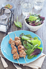 Turkey kebabs with mustard sauce