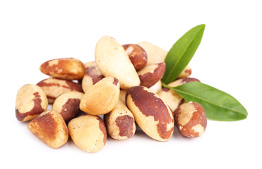 Tasty brasil nuts, isolated on white
