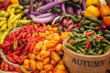 organic assorted peppers at the Farmers Market