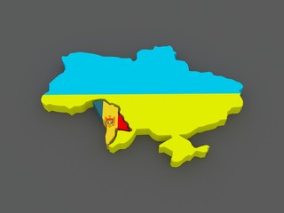 Moldova and Ukraine. map.