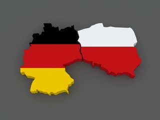 Germany and Poland. map.