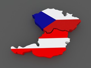 Obraz premium The Czech Republic and Austria. map.