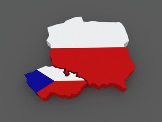 Obraz premium Czech Republic and Poland. map.