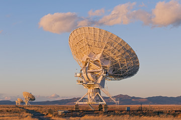Very Large Array Satellite Dishes at Sunset in New Mexico, USA
