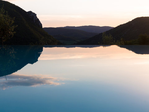 Infinity pool at dusk
