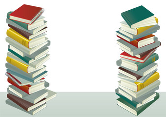 Vector of books stack  on the gray table