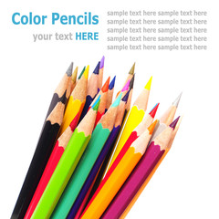 Color pencils (crayon) isolated on white background