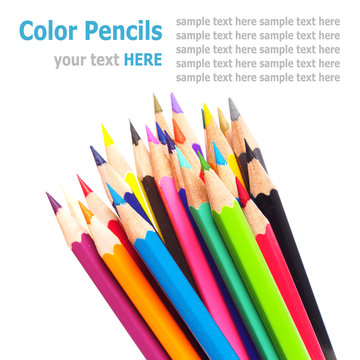 Color pencils (crayon) isolated on white background