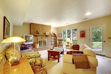 Living room with fireplace and antique furniture