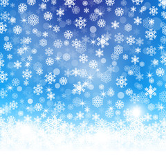 falling snow on the blue background - vector image