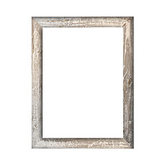 Old wooden picture frame isolated on white background