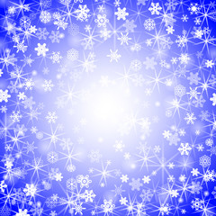 falling snow on the blue background - vector image