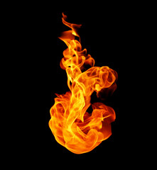 Fire flames collection isolated on black background