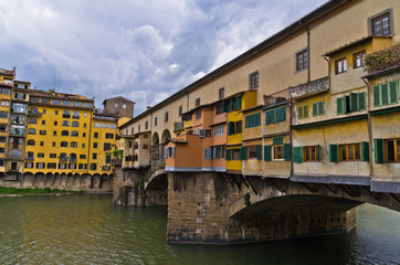 Detail of Ponte Vecchio bridge at downtown of Florence, Tuscany