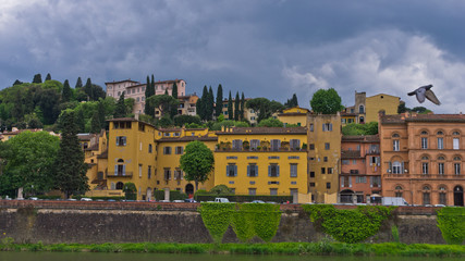 Fototapeta na wymiar Details of Florence architecture along Arno river, Tuscany