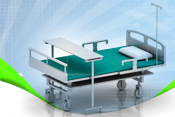 3d multi use hospital bed in abstract white background