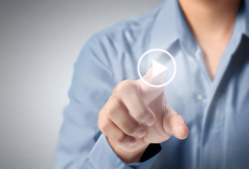 Hand pressing  social buttons