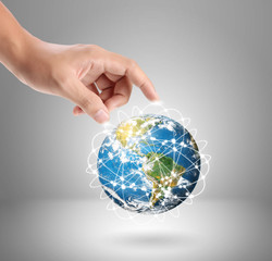 Hand pressing  social buttons