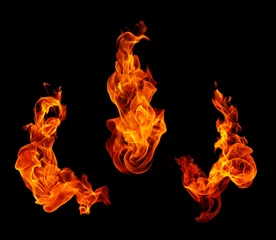 Photo sur Plexiglas Flamme Fire flames collection isolated on black background